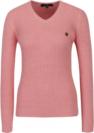 Pulover roz din bumbac cu model in relief