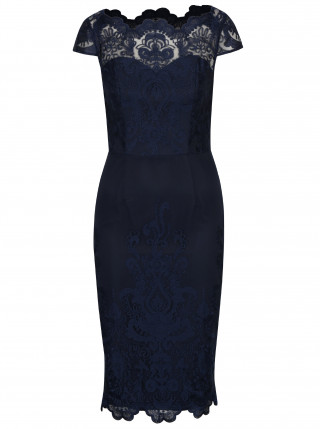 Rochie de seara conica bleumarin cu dantela