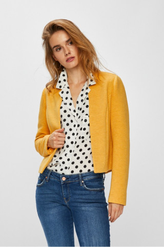 Sacou galben scurt gros ONLY in stil minimalist, cu textura de tricotaj