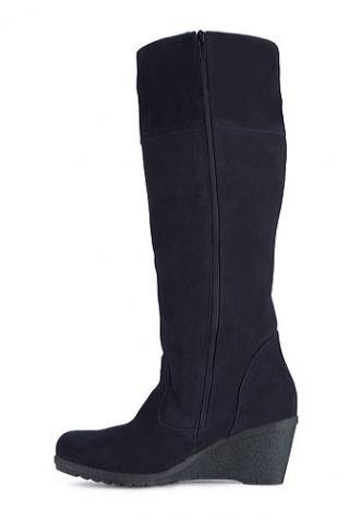 Cizme wedges bleumarin din piele intoarsa model DM1127