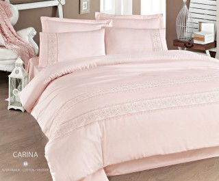 Lenjerie de pat de lux din bumbac satinat cu dantela Issimo Carina 2 persoane