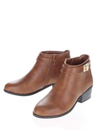 Botine maro Miss Selfridge cu toc gros