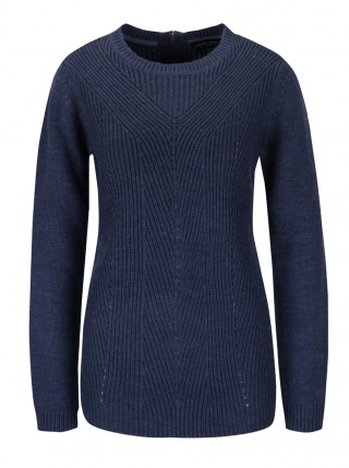 Pulover bleumarin cu fermoar la spate