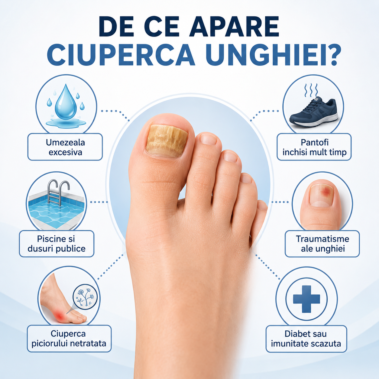 ciuperca unghiei sau onicomicoza: cauze, simptome, tratament, preventie