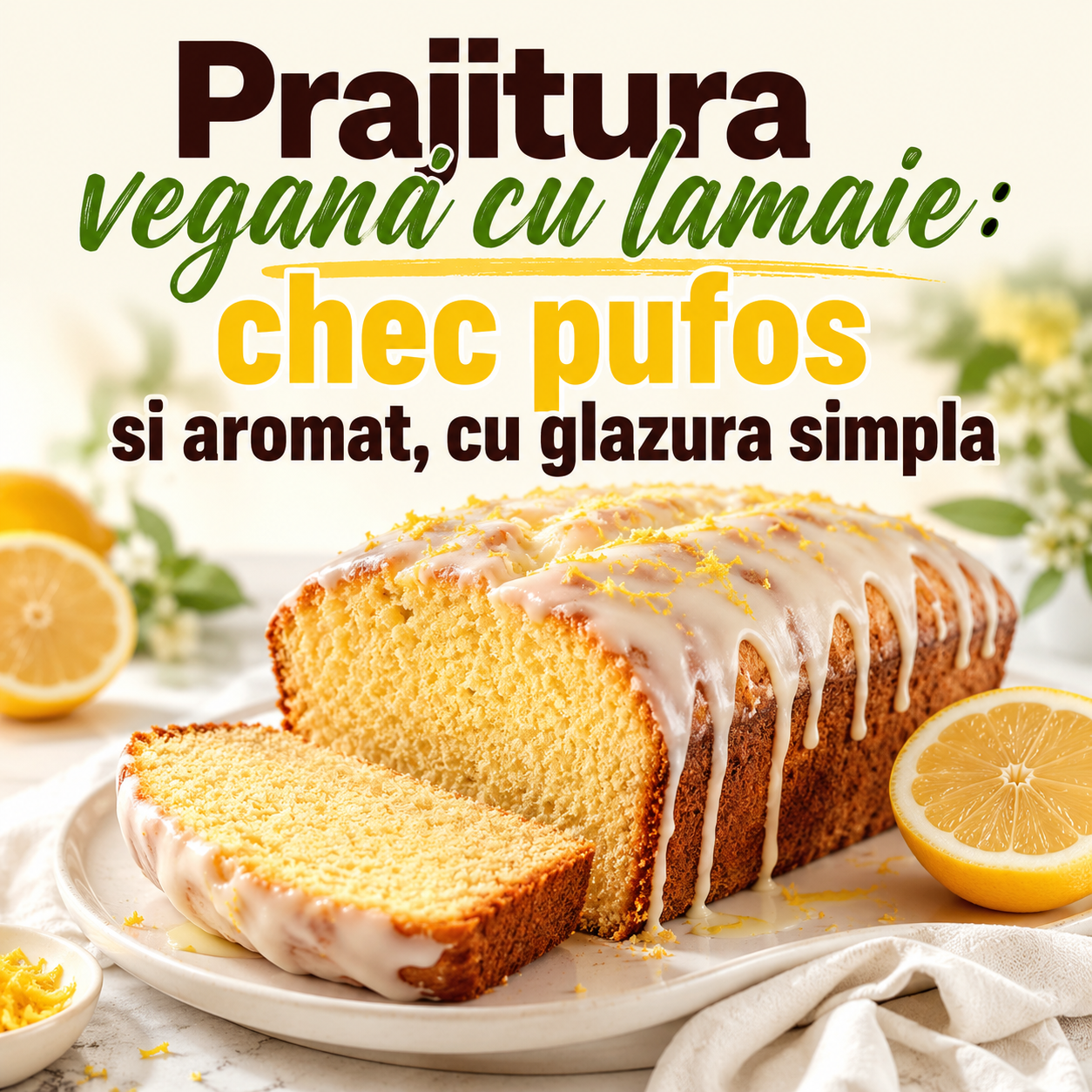 reteta desert vegan: prajitura sau chec pufos cu lamaie fara oua si fara lapte